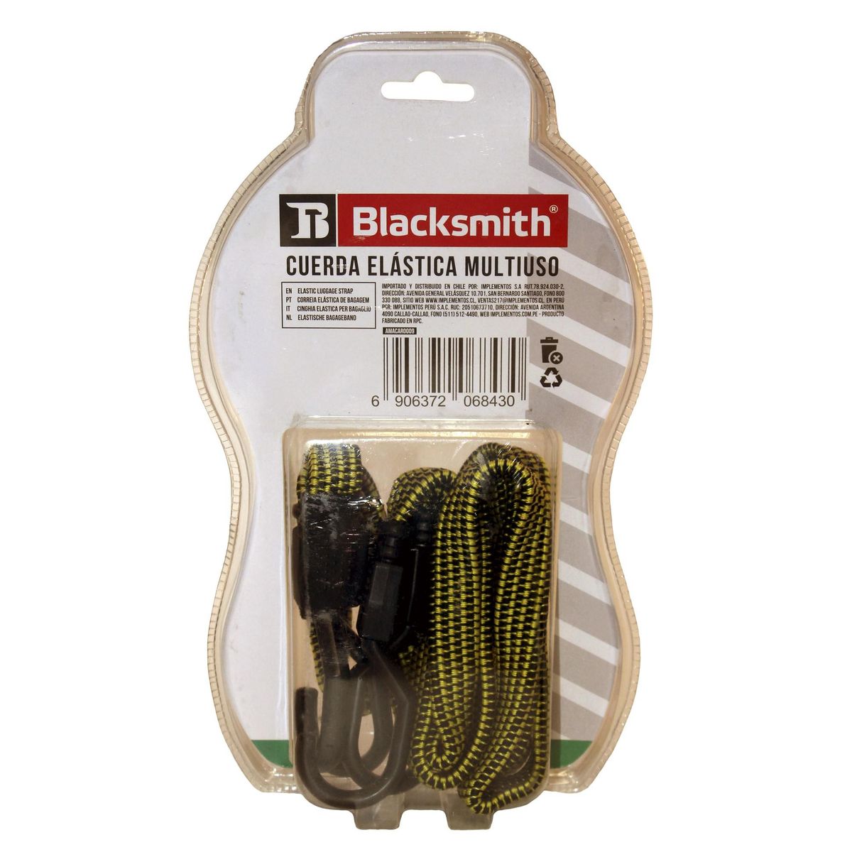 BLACKSMITH - 2 Cintas De Amarre Elásticas De 1 Mt.
