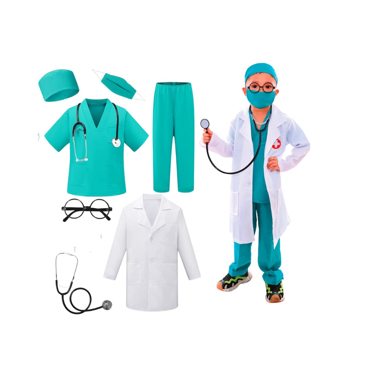 GENERICO - Disfraz Traje Unisex De Doctor Para Niños 5-6años