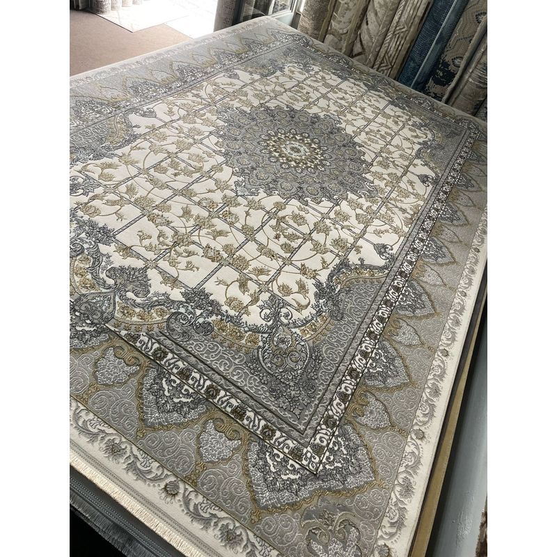 GENERICO - ALFOMBRA MEDIO ORIENTE 200 x 300 GRIS con dorado 02