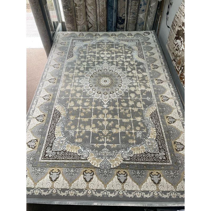GENERICO - ALFOMBRA MEDIO ORIENTE 200 x 300 GRIS con dorado 04