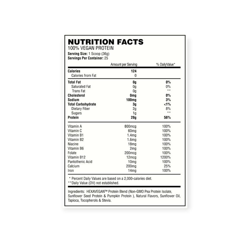 HEXACORE - PROTEINA 100% VEGAN PROTEIN 25 SV 2LBS VAINILLA - HEXACORE