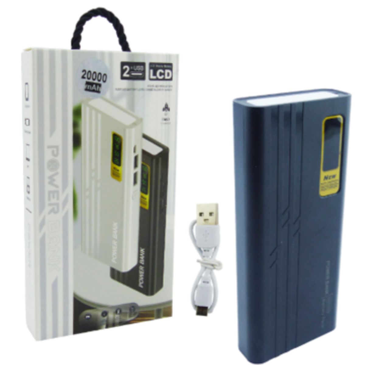 GENERICO - Bateria De Emergencia De 2 USB A 20.000 Mah Mas Linterna