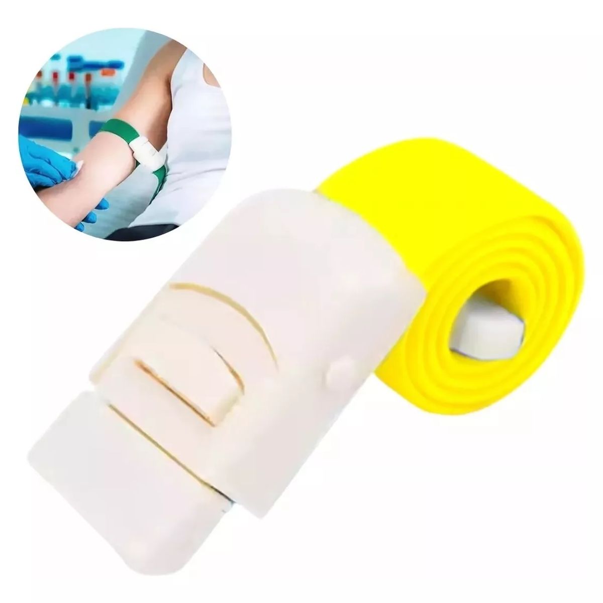 GENERICO - Torniquete Ligadura Elastico Con Hebilla Amarillo 6 Unidades