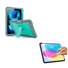 JOIGO - Funda Carcasa Reforzada Anti Golpe 360 + Lamina Hidrogel Clear iPad 11th G A16 2025 Turquesa