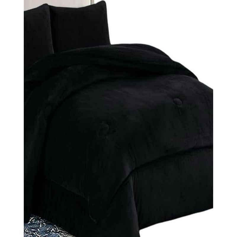 GENERICO - COBERTOR PLUSH CON CHIPORRO LISO 1.5 PLAZA COLOR NEGRO TF