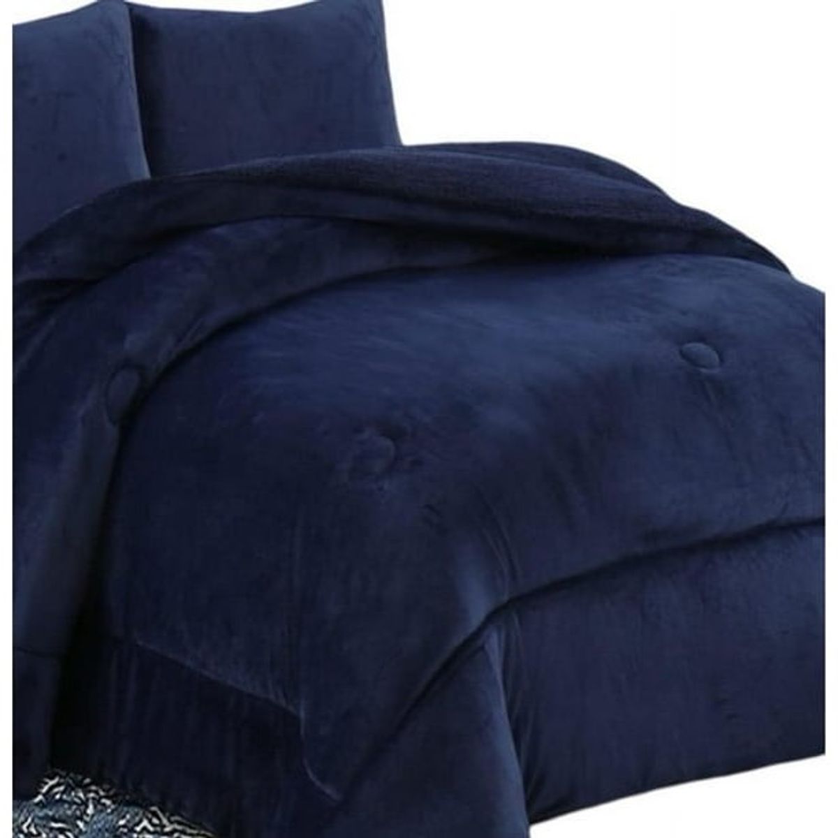 GENERICO - COBERTOR PLUSH CON CHIPORRO LISO 1.5 PLAZA COLOR AZUL MARINO TF