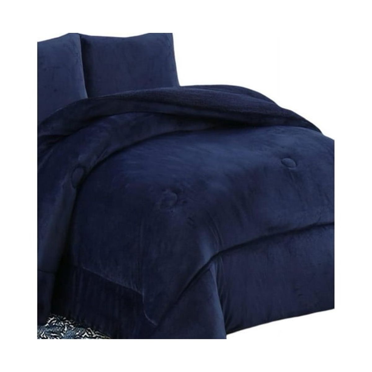 GENERICO - COBERTOR PLUSH CON CHIPORRO LISO 1.5 PLAZA COLOR AZUL MARINO TF