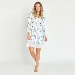 BARBIZON - Camisa de Dormir Sesgo Blanco Estampado