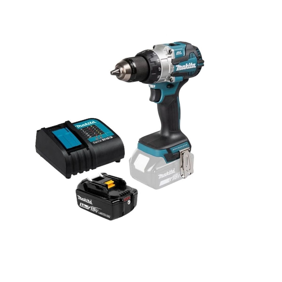 MAKITA - Taladro Atornillado Percutor 13 mm (1/2) 110Nm Makita DHP489 (3 Ah)