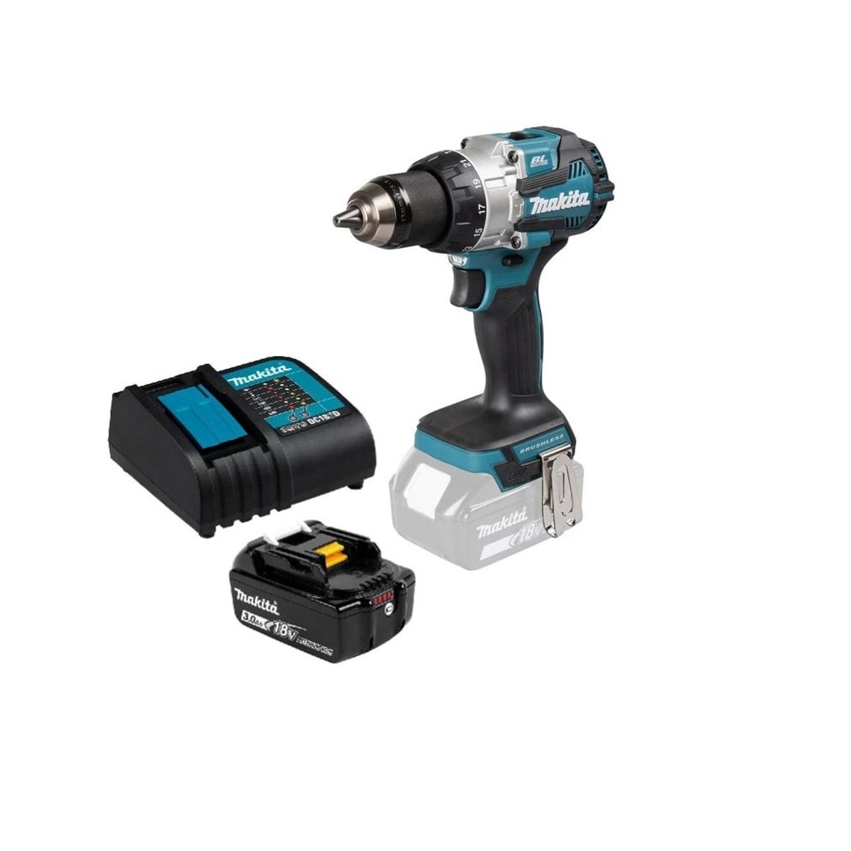 MAKITA - Taladro Atornillado Percutor 13 mm (1/2) 110Nm Makita DHP489 (3 Ah)