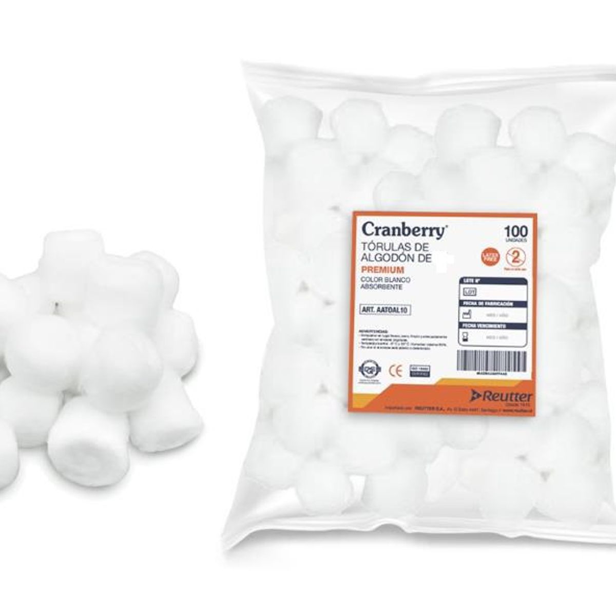CRANBERRY - Tórulas de algodón 3.5 gramo 200 unidades