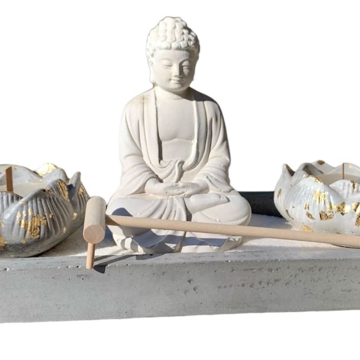 GENERICO - Jardín Zen Buda Meditación con Velas Flores de Loto 30x10cm