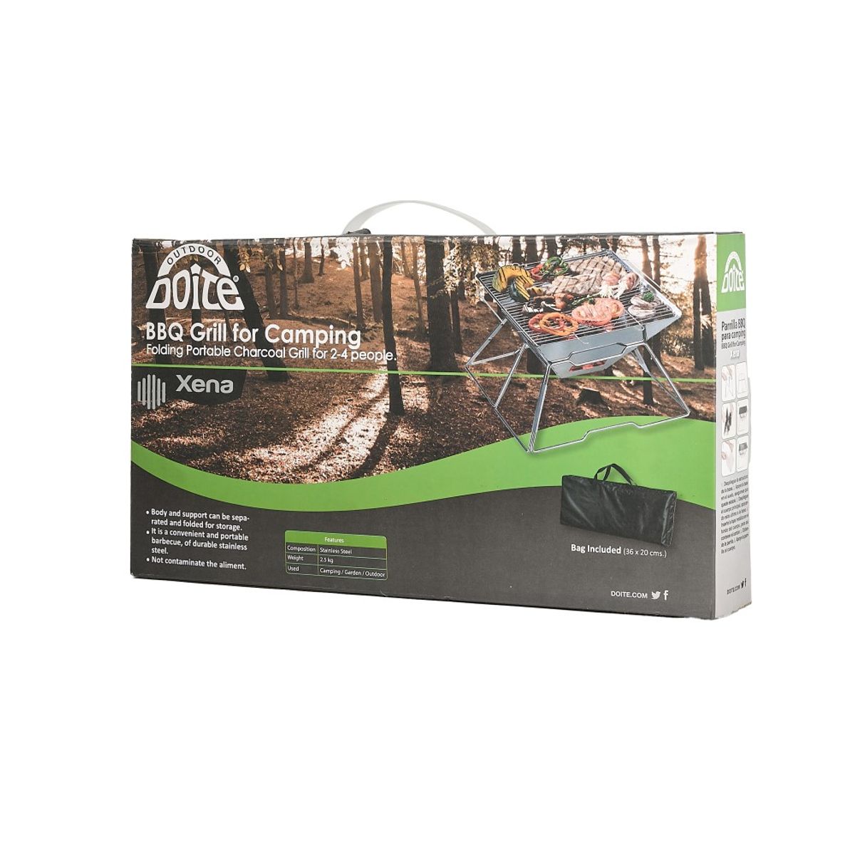 DOITE - Parrilla Plegable XENA 2-4 Pers 35cm X 35cm