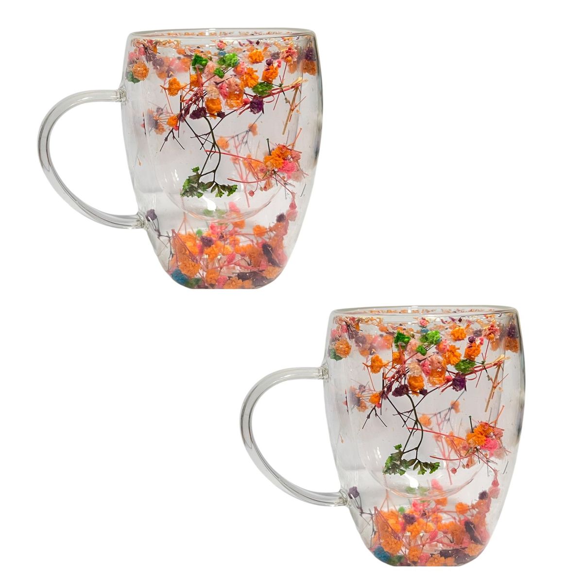 GENERICO - Set 2 Taza Café Cocina Diseño Flores Incrustadas Grande