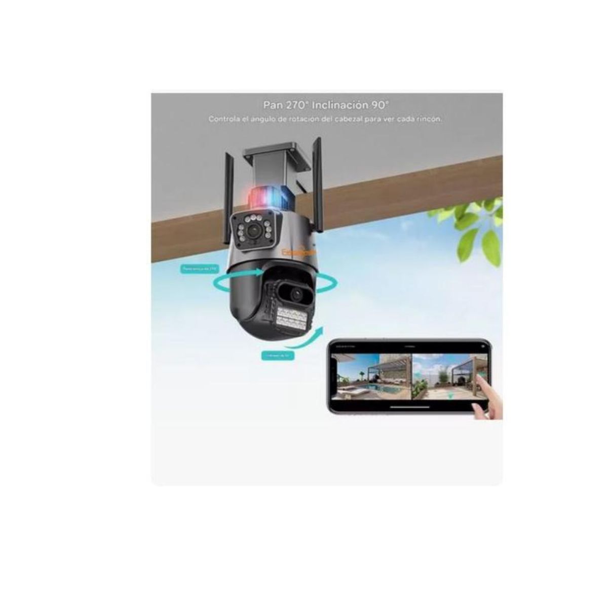 Camara De Seguridad Vigilancia Dual Visión Wifi Ip Negro, marca GENERICO - Foto 2