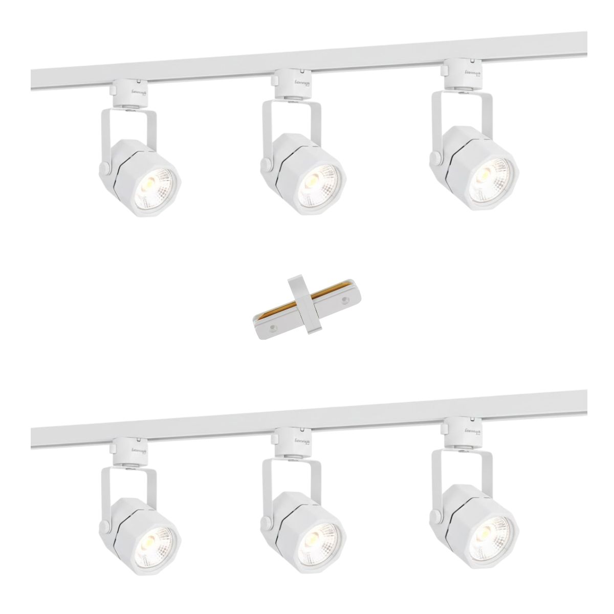 WANT - Lámpara 6 Focos Blancos Hexagonales Luz Fría con 2 Riel de 1mt más Unión