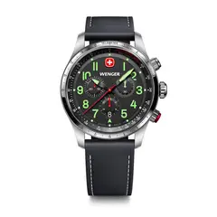 WENGER - Reloj Terragraph Chrono negro correa de cuero