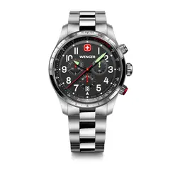WENGER - Reloj Terragraph Chrono negro correa de acero