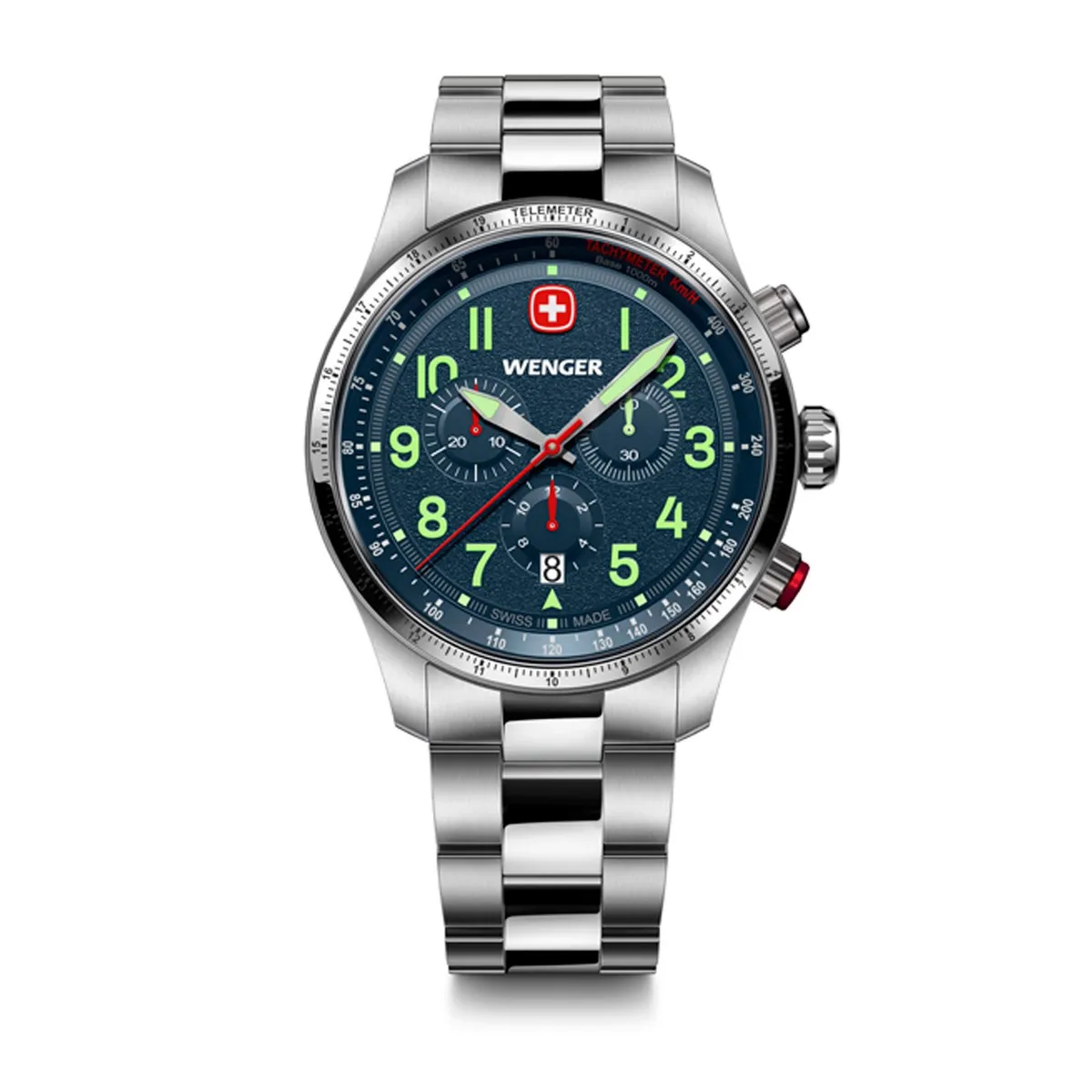 WENGER - Reloj Terragraph Chrono azul correa de acero Wenger