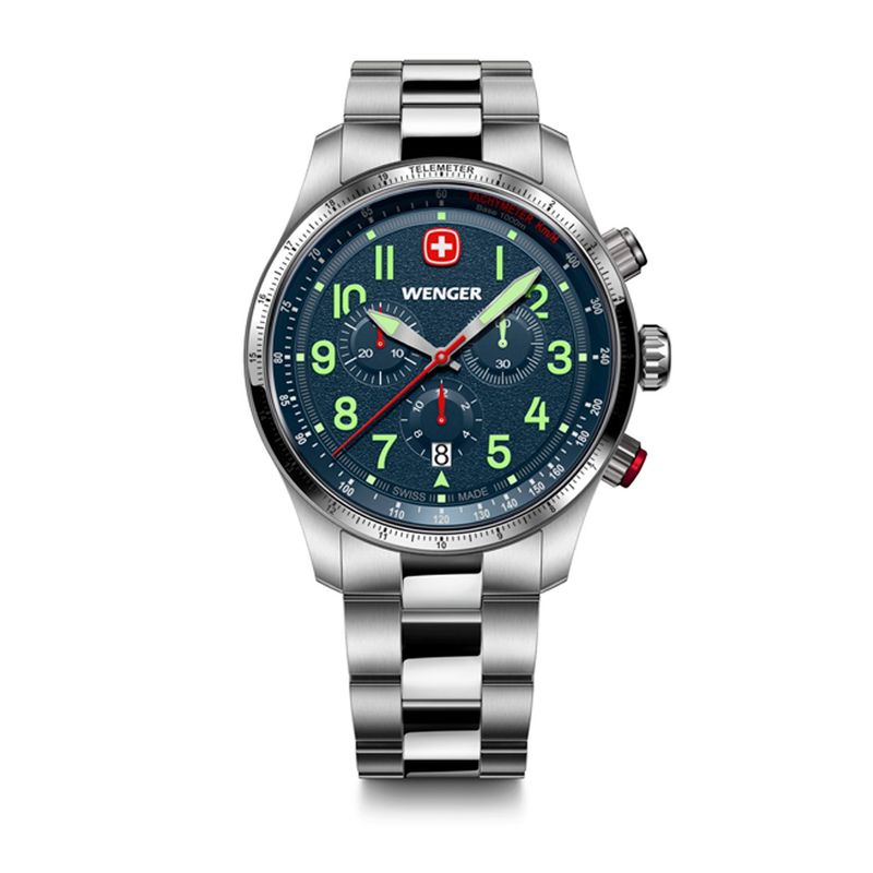 WENGER - Reloj Terragraph Chrono azul correa de acero Wenger