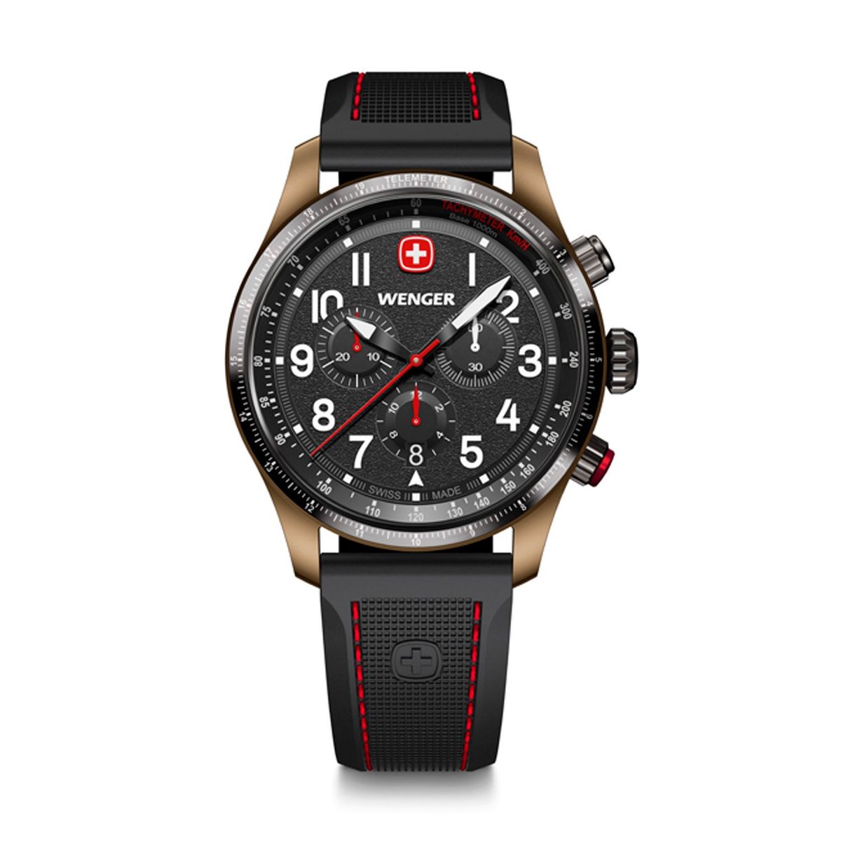 WENGER - Terragraph Chrono negroblanco correa de silicona Wenger