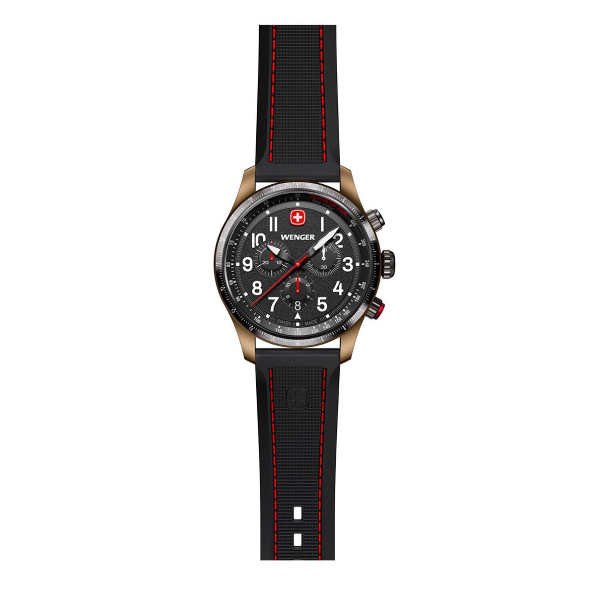 WENGER - Terragraph Chrono negroblanco correa de silicona Wenger