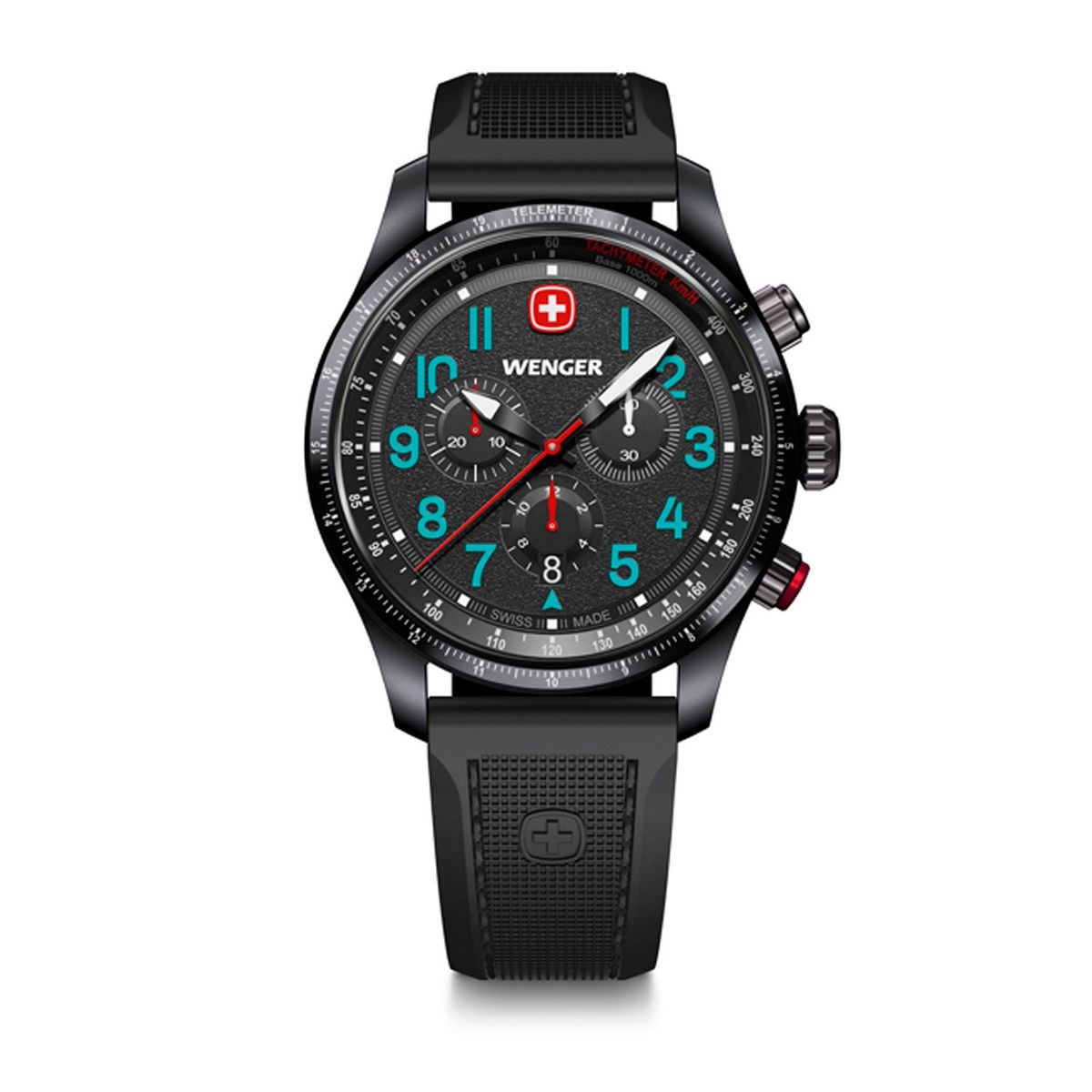 WENGER - Terragraph Chrono negroazul correa de silicona Wenger