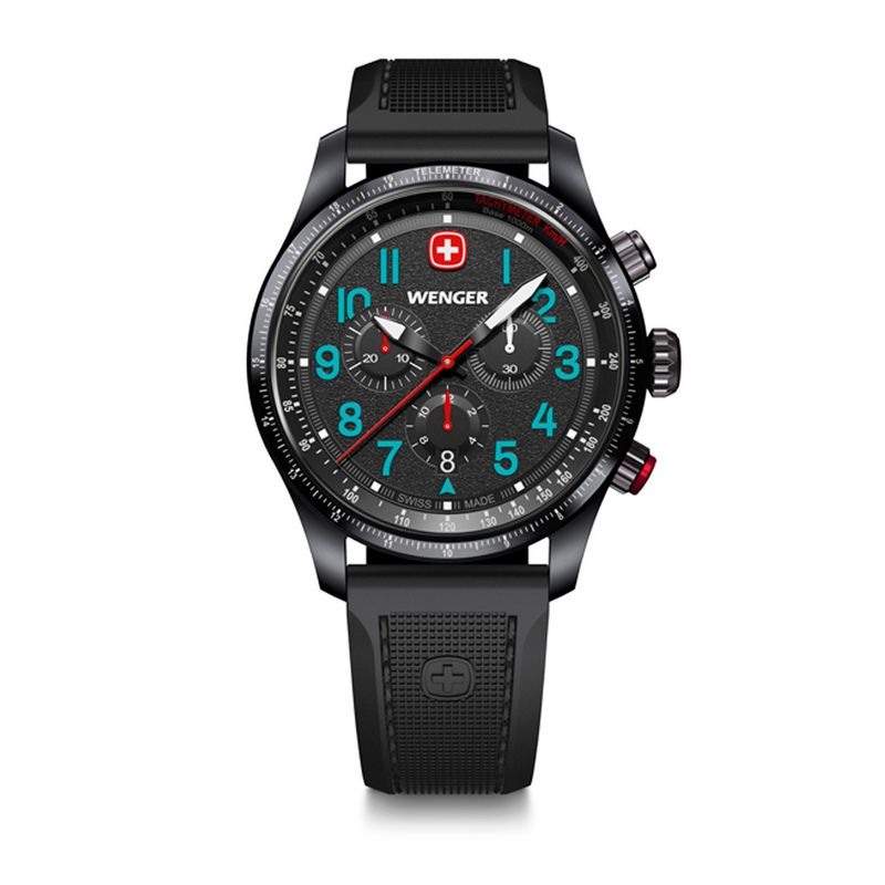 WENGER - Terragraph Chrono negroazul correa de silicona Wenger