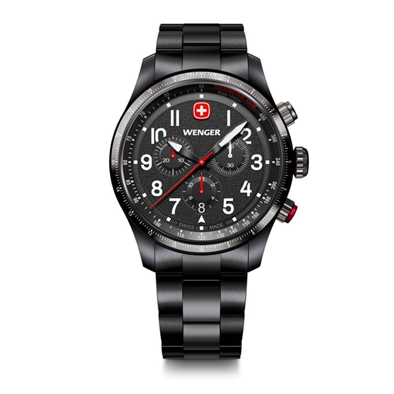 WENGER - Terragraph Chrono negroblanco correa de acero Wenger