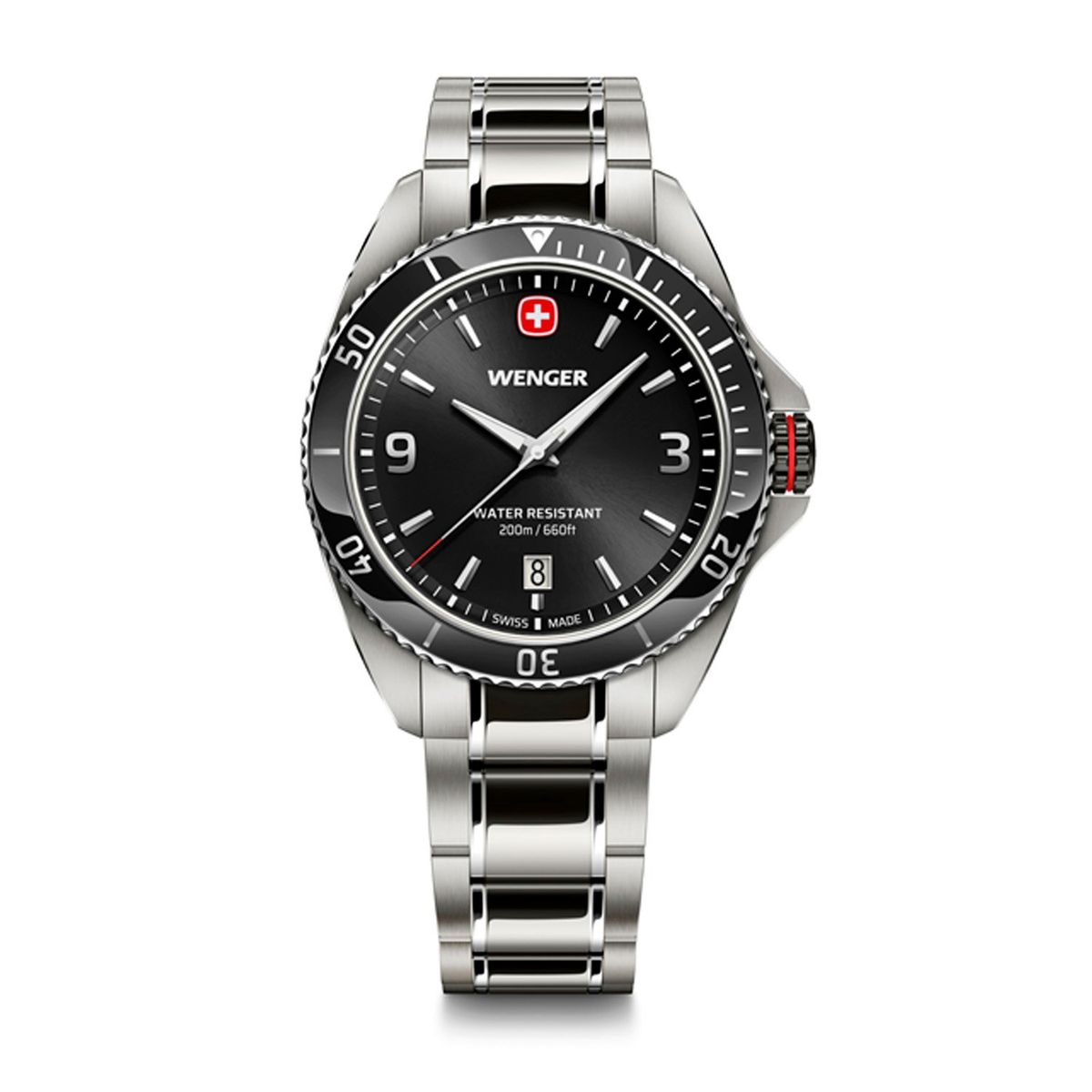 WENGER - Reloj Executive negro correa de acero Wenger