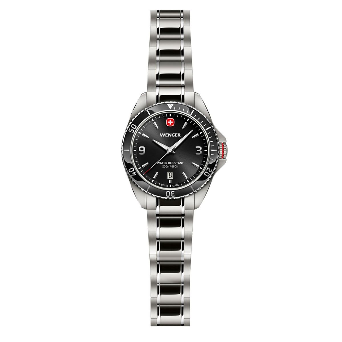 WENGER - Reloj Executive negro correa de acero Wenger