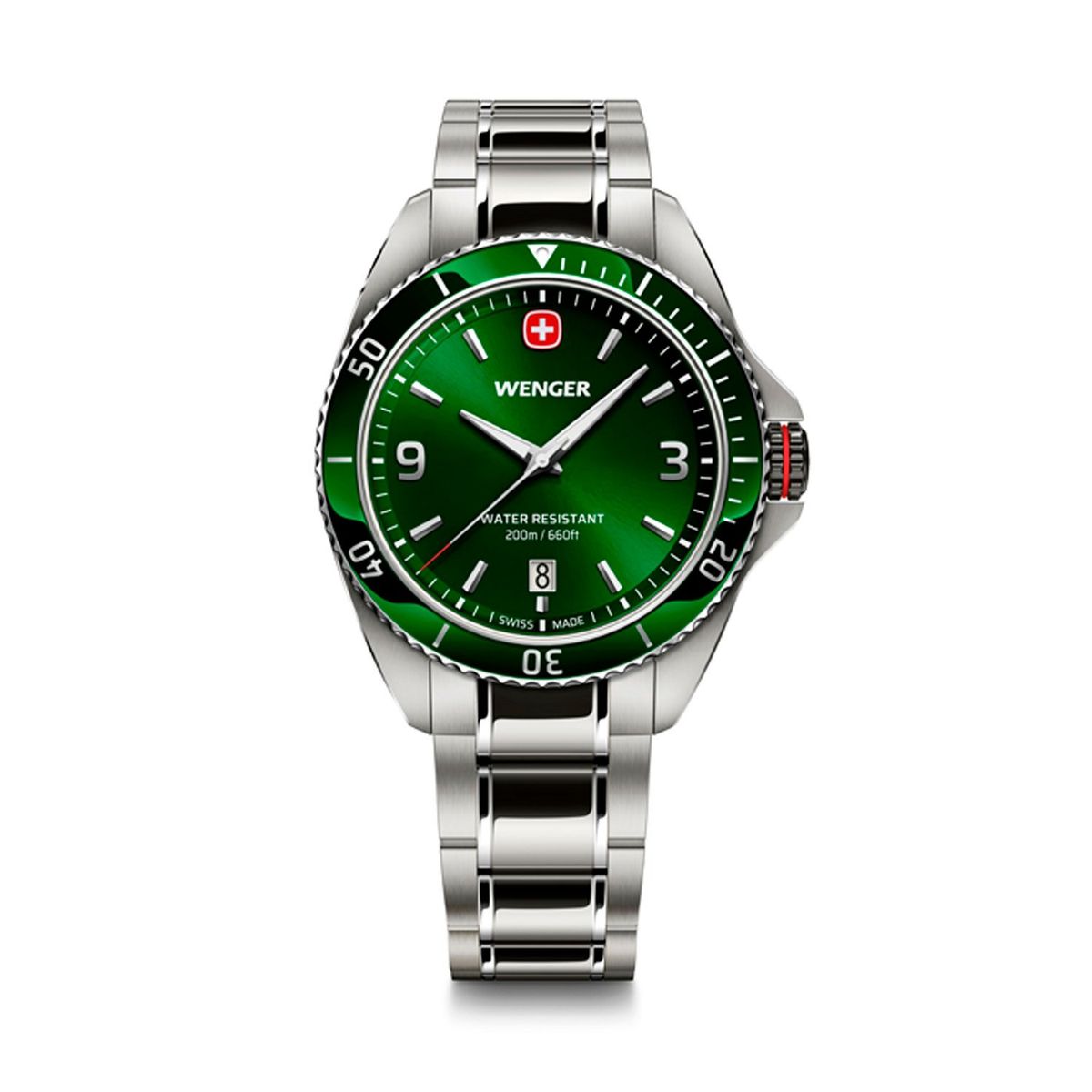 WENGER - Reloj Executive verde correa de acero Wenger