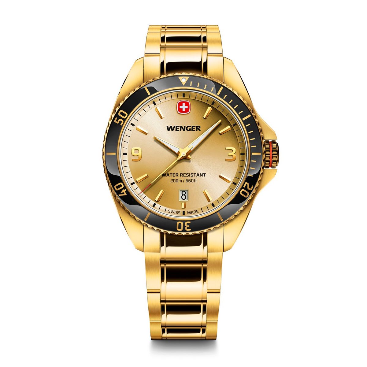 WENGER - Reloj Executive dorado correa de acero Wenger