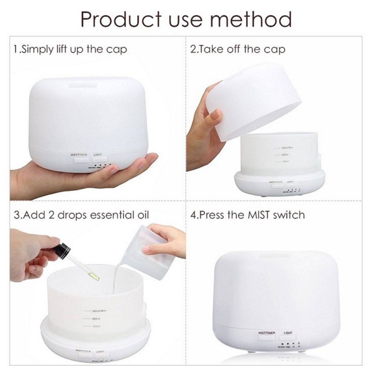 TIOZONEY - Humidificador Ultrasonico Aire Difusor 500ml