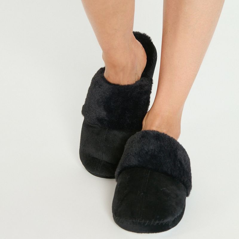 BARBIZON - Pantufla de Mujer Zapatilla Gamuza Negro