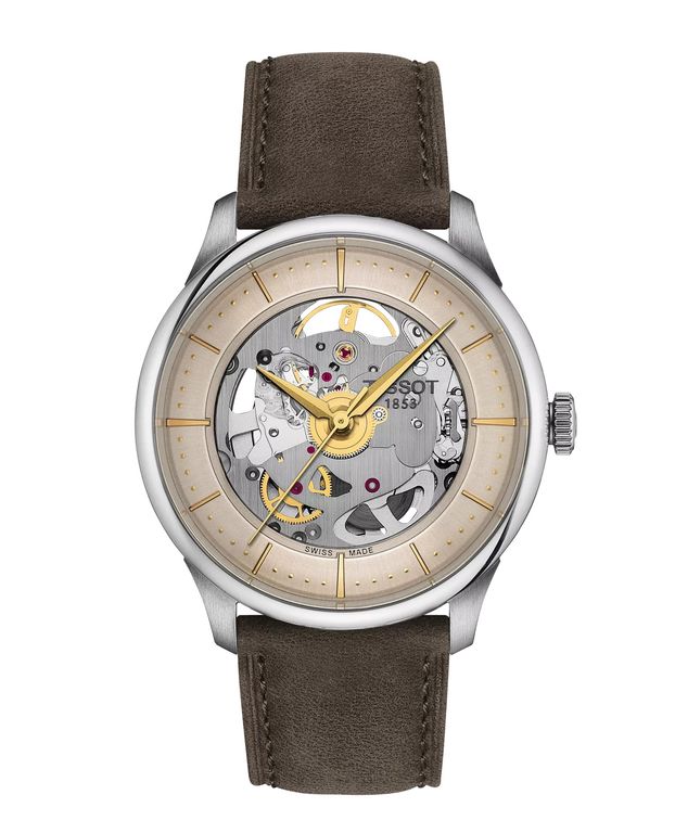 Reloj Chemin Des Tourelles Skeleton Cuero Cafe TALLA UNICA