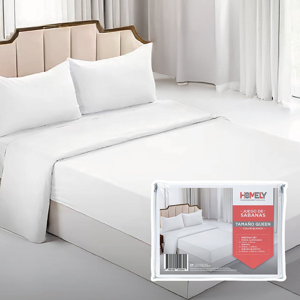 HOMELY - Juego De Sabanas Queen Homely Suave 100 Gsm 4 Piezas