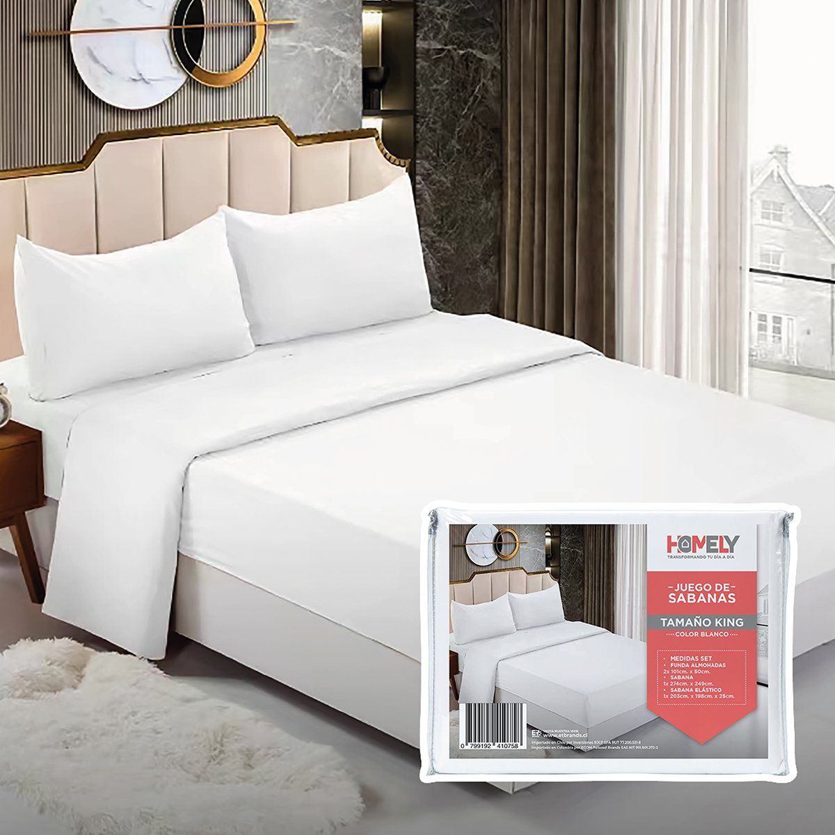 HOMELY - Juego de sabanas King Homely Suave 100 GSM 4 Piezas