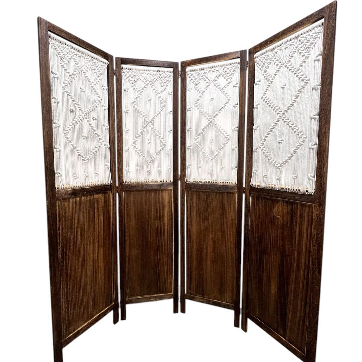 OEM - Biombo De Madera Resistente 4 Paneles Diseño Hoja 40x170cm