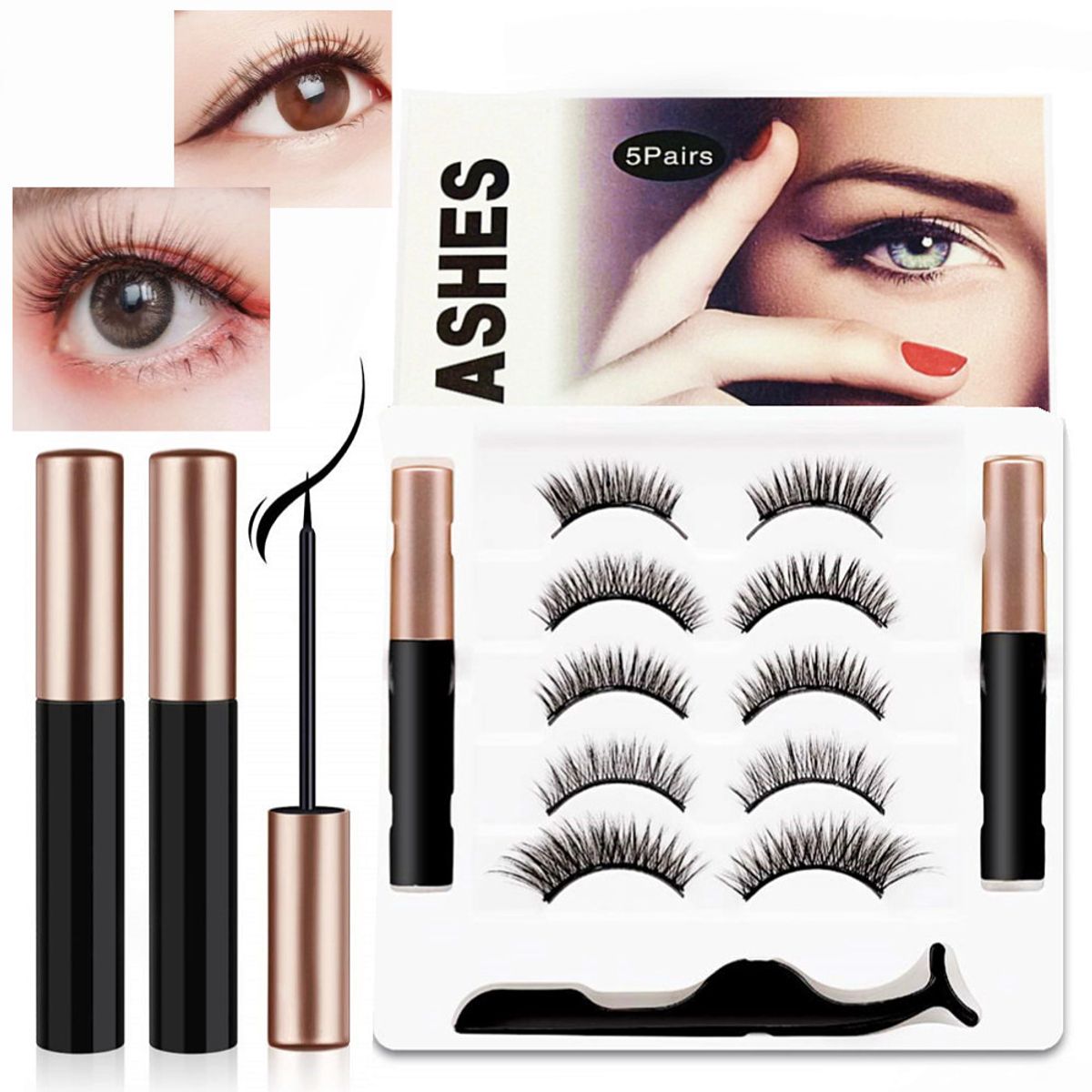 TIOZONEY - Pestañas Postizas Magnéticas Kitpestañas Magnéticas 5 Pares