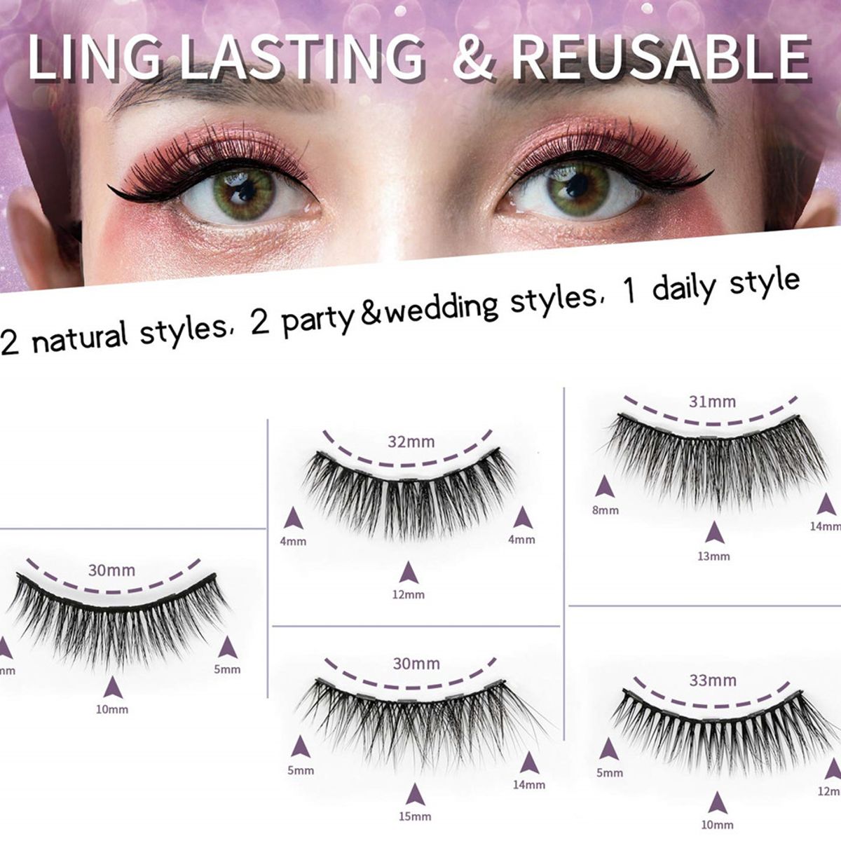 TIOZONEY - Pestañas Postizas Magnéticas Kitpestañas Magnéticas 5 Pares