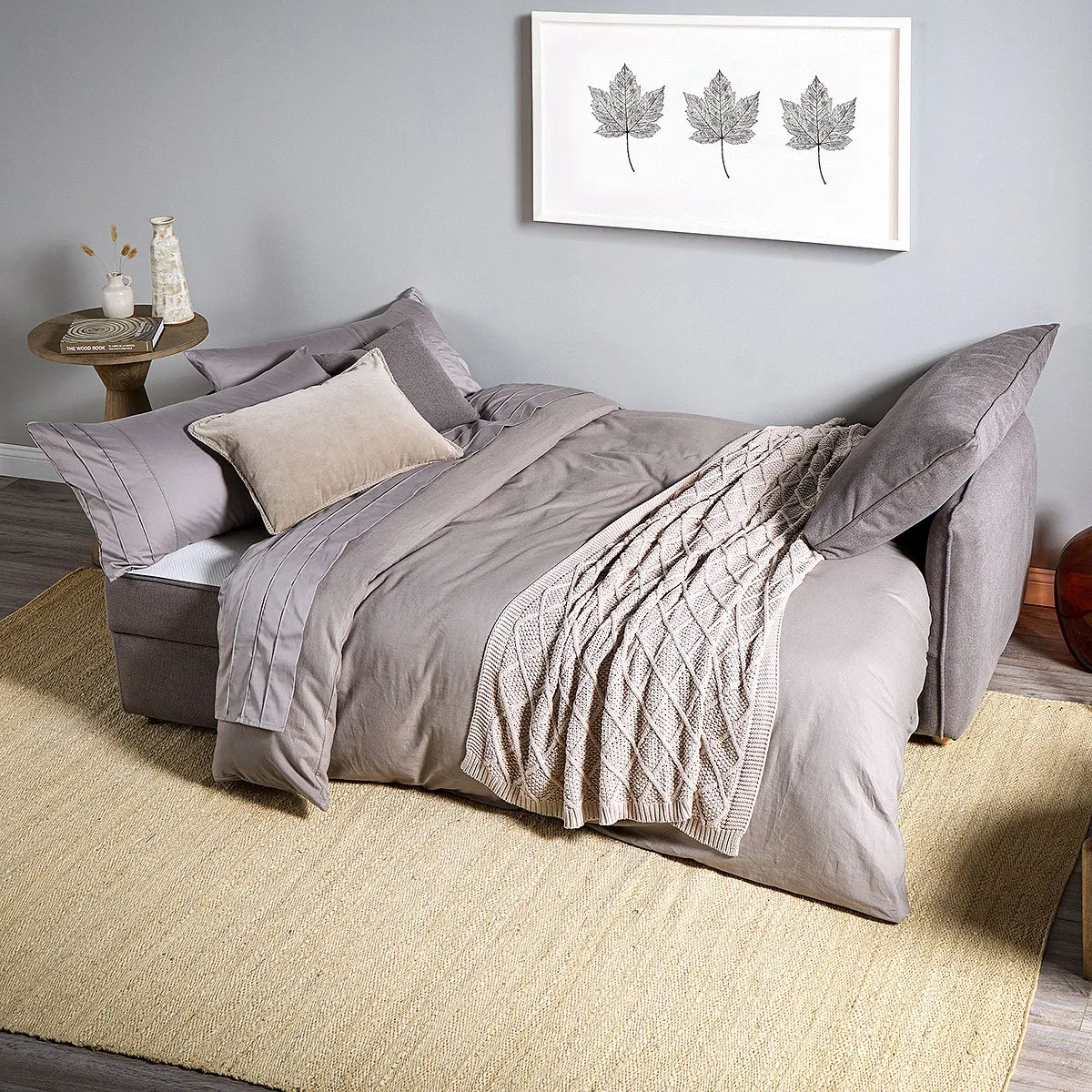 ROSEN - Futón Bron 3 Cuerpos Tela Taupe