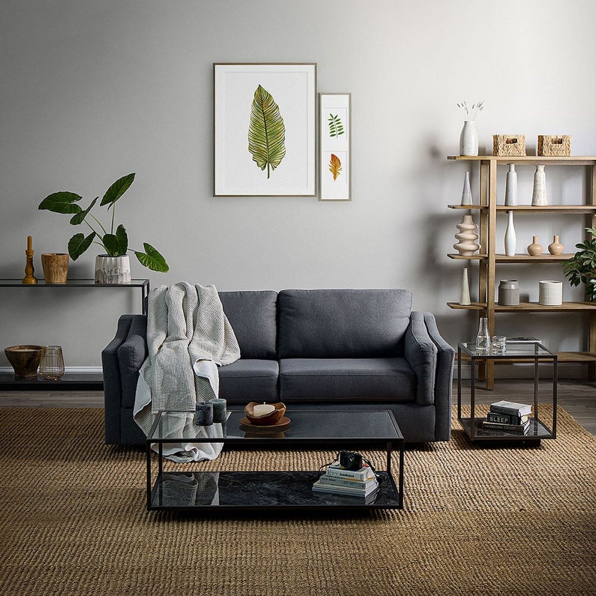 ROSEN - Sofá Cama Tyler One Fold 3 Cuerpos Tela Grafito