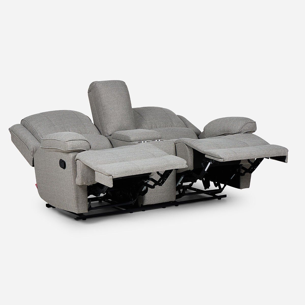 ROSEN - Sofá Reclinable Tess con Posavasos Manual Tela 2 Cuerpo Gris