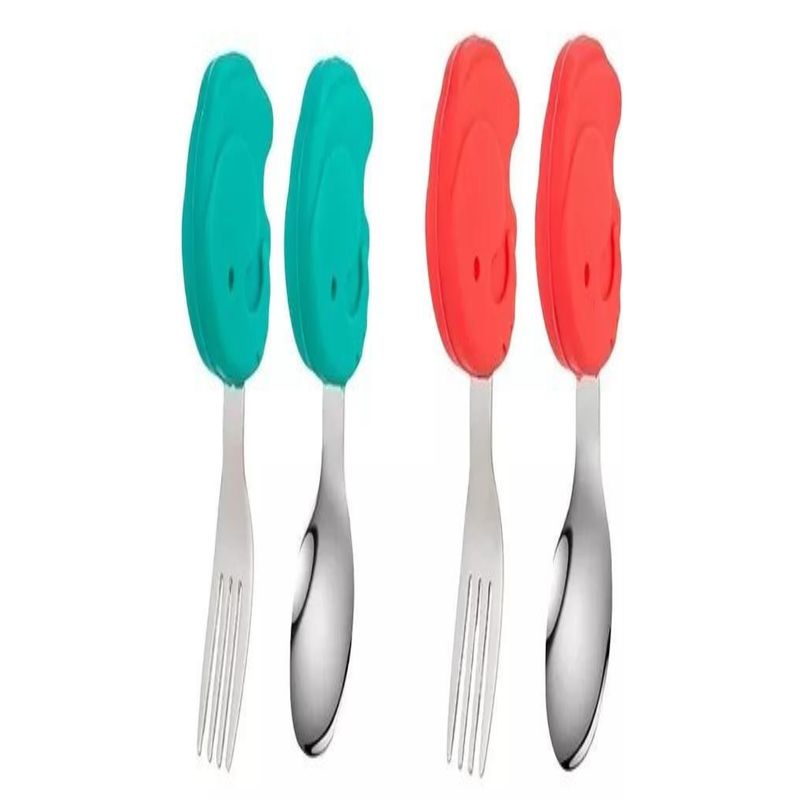 GENERICO - Set De Cubiertos Acero Cuchara-tenedor Mango Silicona Niños
