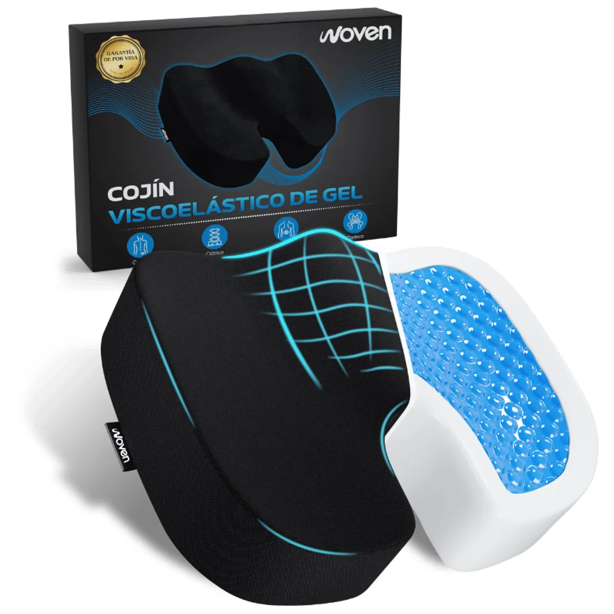 WOVEN - Cojín Ortopédico Lumbar Gel Viscoelástico Premium Woven
