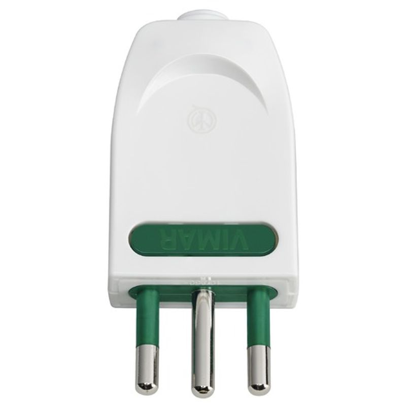VIMAR - Enchufe Macho Volante Orientable Vimar 2p+T 10a 250v S11 Blanco