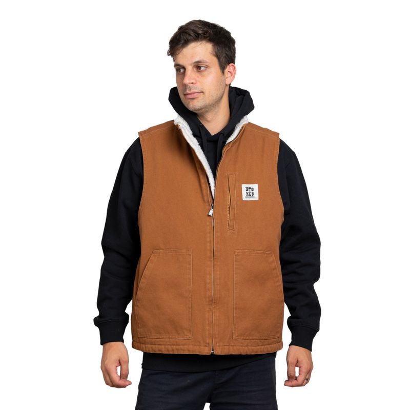 STOKED - Chaqueta Hombre Vest Café Stoked