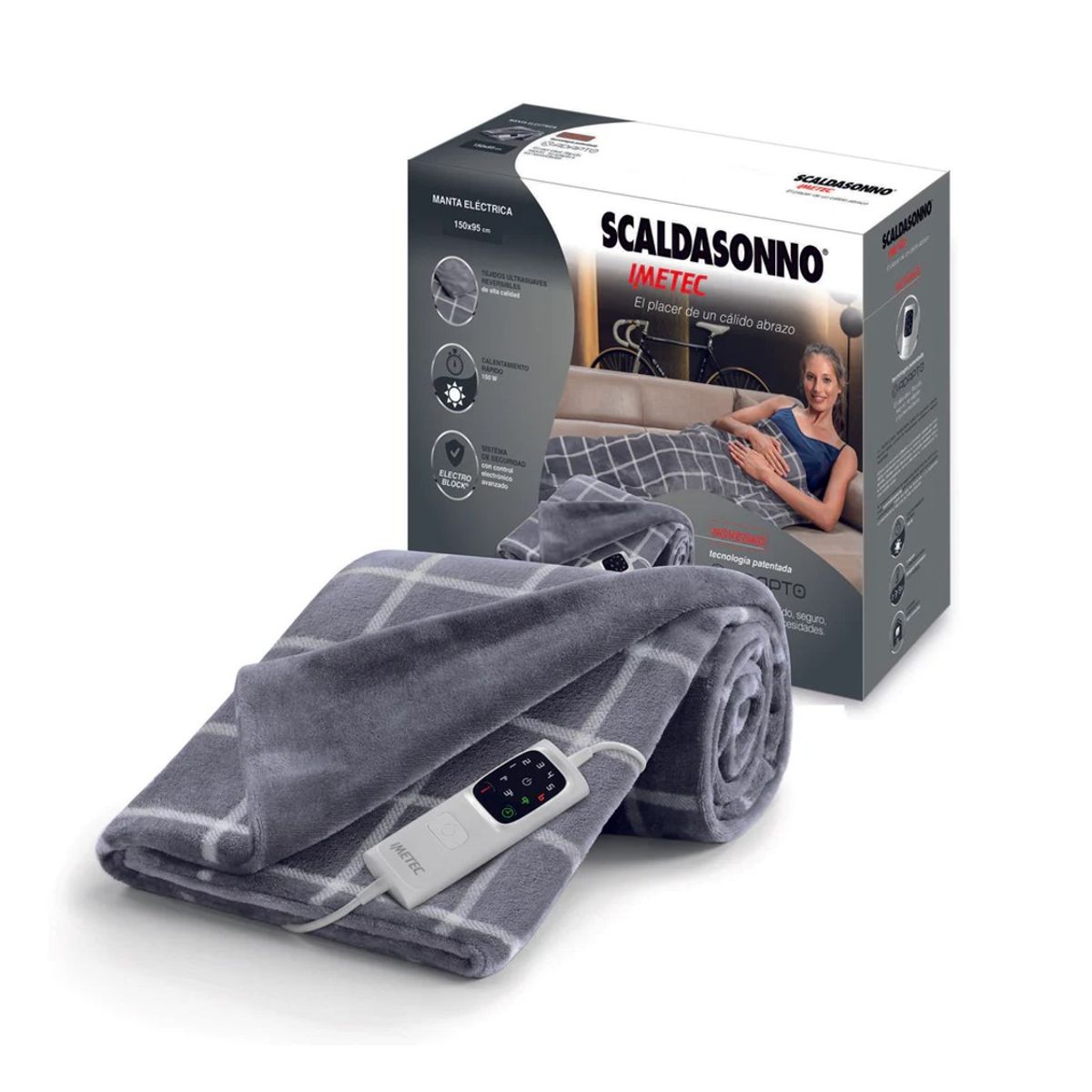 IMETEC - Manta Eléctrica Scaldasonno Gris 150x95cm 150w