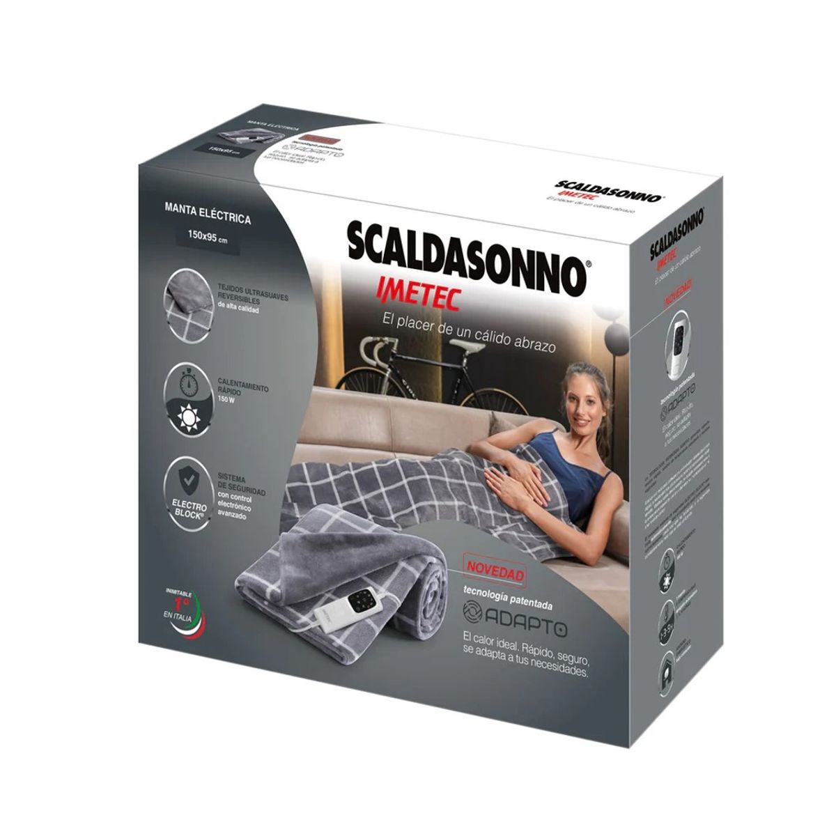 IMETEC - Manta Eléctrica Scaldasonno Gris 150x95cm 150w